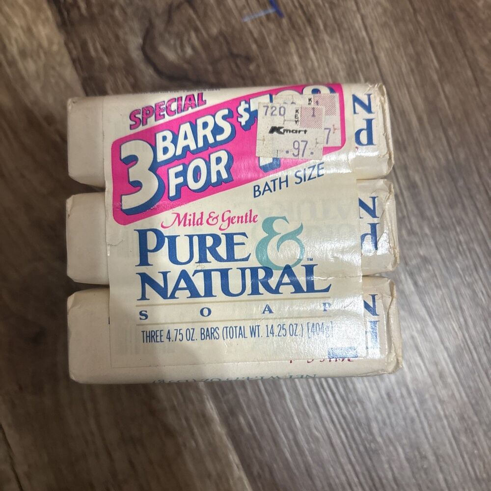 Vintage 3 Pack Rare Pure & Natural Soap Bar 4.75 Oz Sealed NOSMovie TV Prop USA